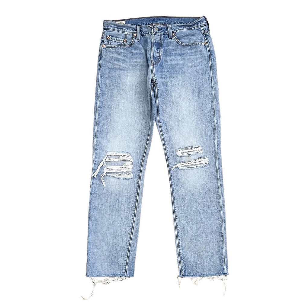 Levi's Big E Premium Jeans 501 T Womens 29x28 - Light Wash DISTRESSED